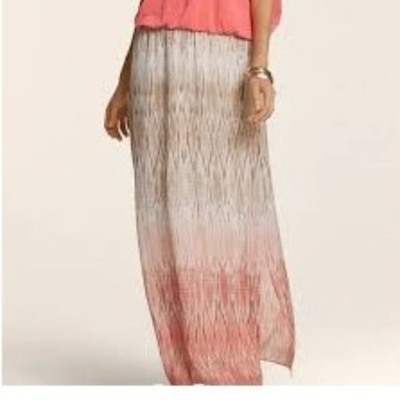 Chico's Women's Skirt Maxi Size 2 Large Peach, Beige Cream Long Elastic Band - Picture 1 of 12